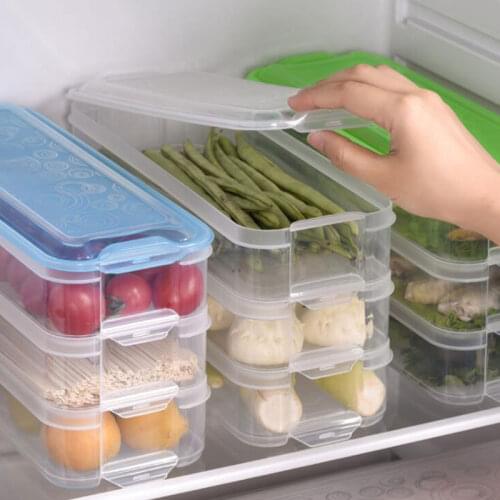 Plastic Storage Bins Refrigerator Storage Box Food Storage Containers with Lid for Kitchen Fridge Cabinet Freezer Desk Organizer