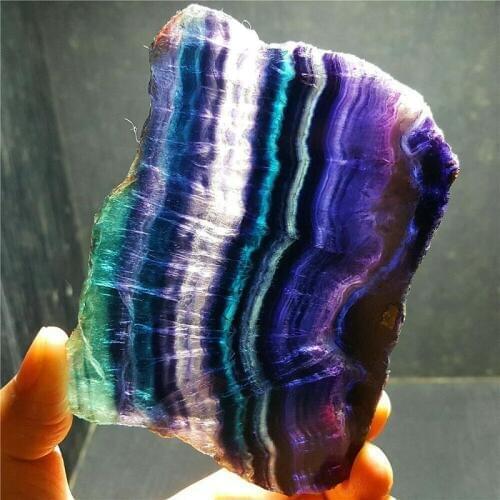 Rare natural colored fluorite polished crystal slices heal