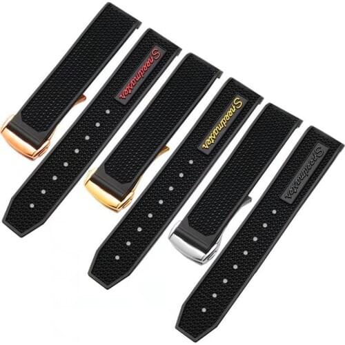 20mm 22mm High Quality Rubber Silicone Watchband Fit for Omega Speedmaster watch Strap Stainless Steel Deployment Buckle