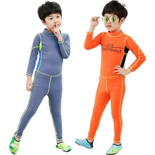 One-Piece Kids Diving Suit Swimsuit with Sleeves Child Full Body Wetsuit Keep Warm Long Sleeve UV Protection Swimwear Surfing