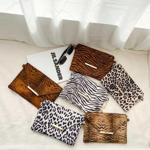 Fashion Animal Pattern Shoulder Bag Envelope Chain Messenger Purse Women Suede Handbags Portable Shopping Clutch