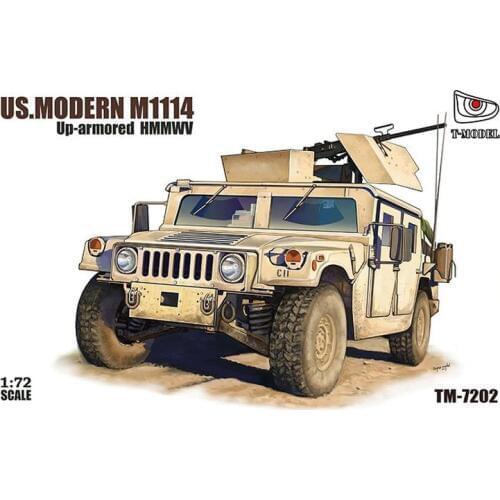 T-MODEL TM-7202 1/72 U.S. M1114 Up-Armored HMMWV w/GPK Turret - Scale Model Kit