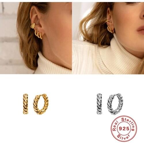 Pendientes Plata 925 Spiral Wild 925 Sterling Silver Earrings For Women Piercing Huggie Earrings Hoops 2021 Trend Vintage Brinco