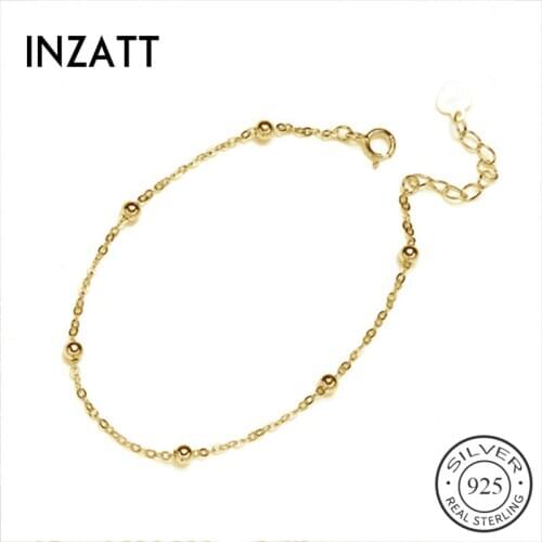 INZATT Real 925 Sterling Silver Spacer Bead Chain Bracelet Minimalist Fine Jewelry For Women Birthday Party Accessories Gift
