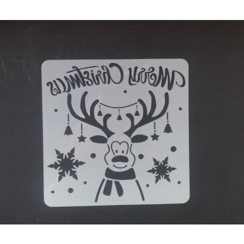13*13 Christmas deer Layering Stencils for Diy scrapbook/photo album Decorative Embossing coloring,painting stencil,home decor