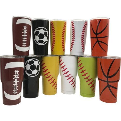 25pcs Baseball Tumbler 30oz Softball Football Soccer Cup 20OZ Basketball Insulated Vacuum Travel Stainless Steel Sports Tumblers