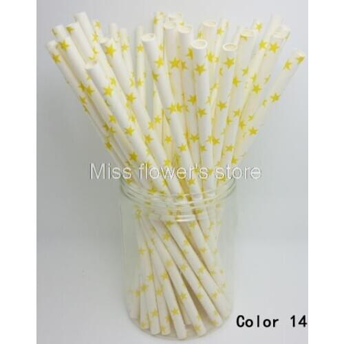 25 Pcs Paper Straws Star Pattern Drinking Straw For Wedding Party Birthday Decoration Color 14
