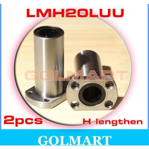 2pcs LMH20LUU 20mm long H oval flange long type linear motion bearing for 20mm shaft rail