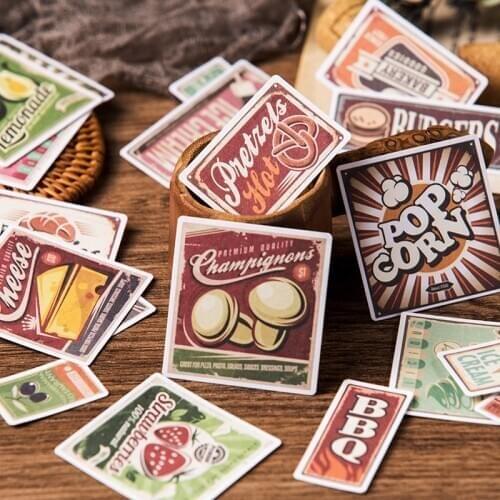 34PCS vintage Food stamp Stickers Crafts And Scrapbooking stickers book Student label Decorative sticker kids toys