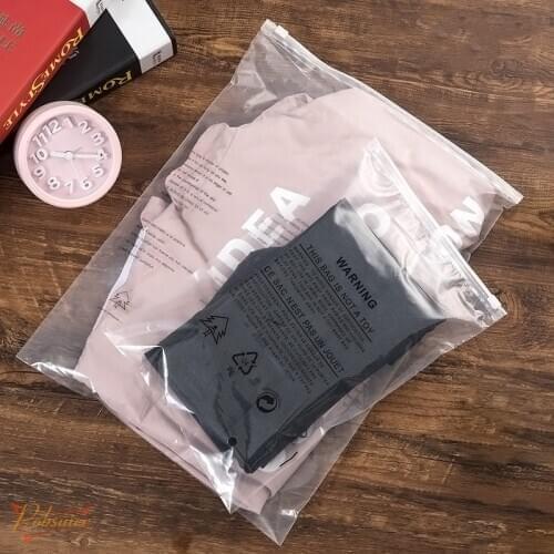 48pcs Multi-Size Transparent Plastic Zipper Bag With Warning Words Clear Reclosable Storage Pack Bag For Cloth Shoes Pants