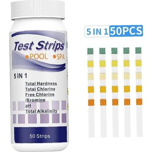 50pcs PH Test Strips 5 in 1 Swimming Pool and Spa Water Quality Test Strips Measure Paper Dropship