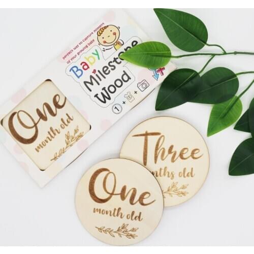 6 Pcs Baby Monthly Wooden Cards Newborn Shower Gifts Sets Monthly Milestone Cards First Year Growth Photo Props