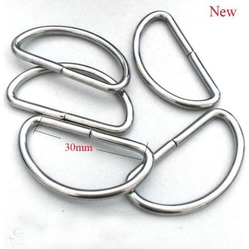 60 half rings, D ring strap 30mm - making bag handle - silver