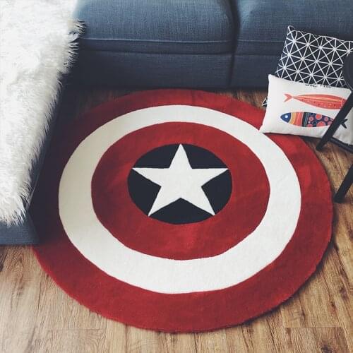 Acrylic Cartoon Round Carpet American Captain shield kids room rugs Living Room Bedroom area rug Chair children star tapete
