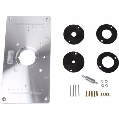 Aluminum Router Table Insert Plate w/ 4 Rings Screws For Woodworking Benches