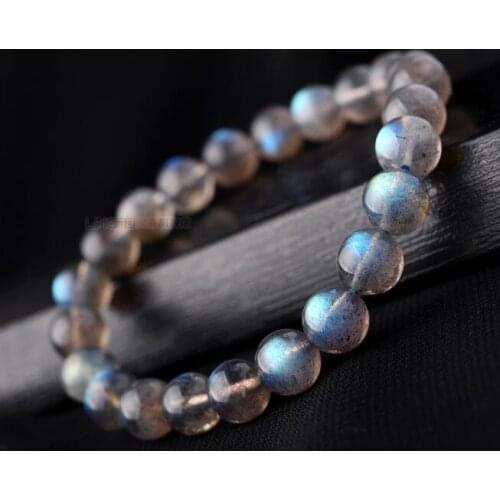 Free shipping Moonstone Bracelet 7.5-8mm Blue Moonstone Sri Lanka Labradorite Crystal