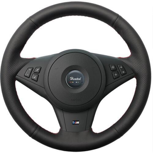 Without bump Braid on Steering Wheel Cover for BMW E60 530i E63 E64 635D car styling Tampa do volante do carro without bump