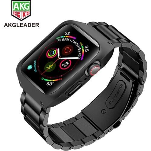 40/44mm Stainless Steel Watch Bracelet For Apple Watch Series 4 5 Watchband Metal Band Correa Anti-knock Case iWatch 3 2 Strap