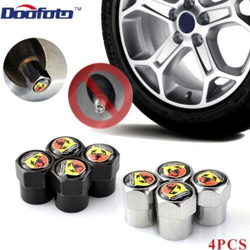 Doofoto 4x Car Wheel Valve Caps Tire Tyre Stem Cover For Abarth 500 595 For Fiat Car Accessories Styling Exterior Decoration