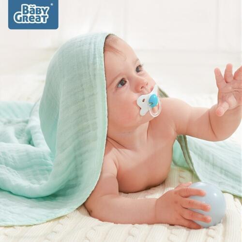 BabyGreat Newborn Baby Blanket Bamboo Cotton Soft Thicken Gauze Baby Muslin Swaddle Multi-Use Infant Bath Towel 120*120cm