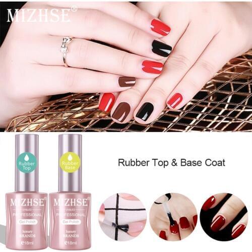 MIZHSE GEL Varnish UV Nail Rubber Foundation Top Coat Base Coat Soak-Off Base&Top Hybrid Semi Permanent Gel For Nail Art