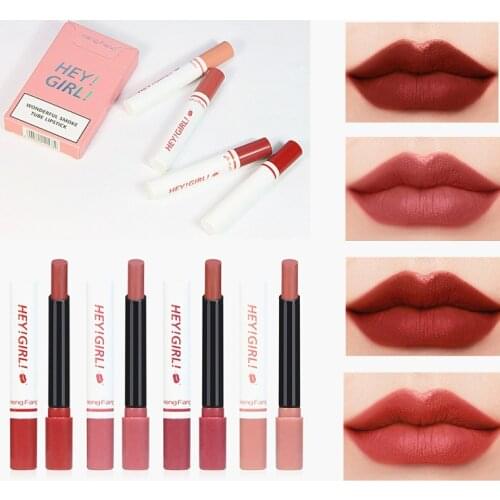 4/6 Colors/Set Lipstick Matte Not Easy To Stick Cup Not Easy To Fade Waterproof Lipstick Lasting Cosmetics Moisturizing TSLM1