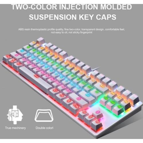 87-Key Gaming Mechanical Keyboard USB Wired Gaming Keyboard Cool RGB Backlit Keyboard Gaming Keyboard Is Suitable For PC Gamers