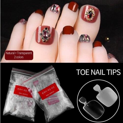 500 Pcs False Fake Artificial Toe Nails Tips French Foot Tips Acrylic Professional Nail Art Decor Full Cover Toenails Manicure