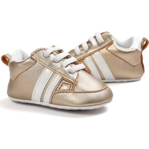 Newborn Baby Shoes Boy Girl Solid PU Striped White Sneaker Casual Shoes Autumn Winter Infant First Walkers Casual Crib Moccasins