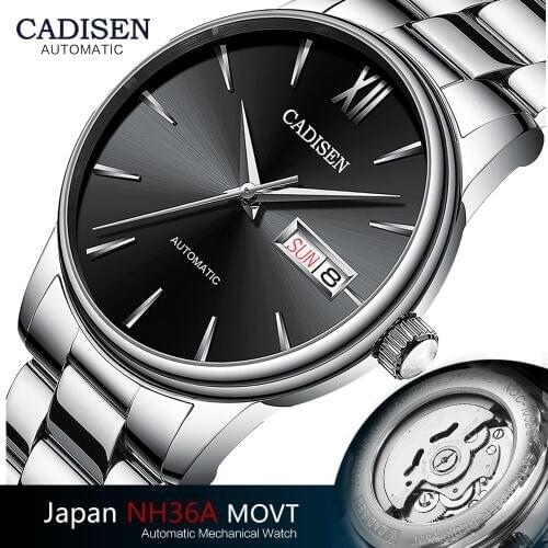 CADISEN Men Watches Luxury Automatic Mechanical Watch Stainless Steel Business Wristwatch Top Brand Waterroof Watch Man Clock