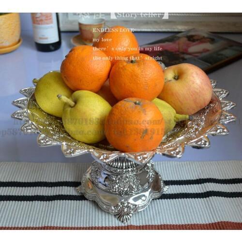 28 cm zinc alloy serving tray metal tray stand for cake fruit pastry dried foods bread carved embossed wedding event SG012