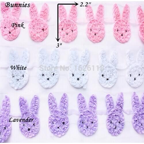 Shabby flower bunny chiffon rabbit flower 150pcs/3colors /lot wholesale Easter Holiday