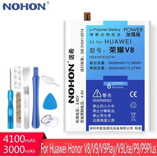 NOHON For Huawei Honor V8 V9 Play Lite P9 Plus Replacement Battery HB366481ECW HB376787ECW HB376784ECW Lithium Polymer Bateria