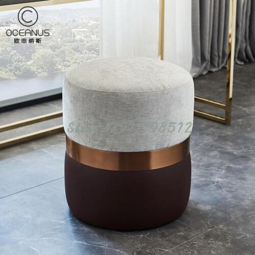 Oceanus Simple Postmodern Makeup Stool Italian Light Luxury Dressing Table Stool Bedroom Fabric Soft Bag Shoe Stool