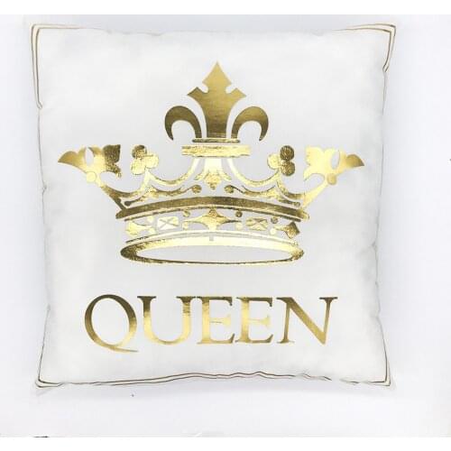 Super Soft Short Plush Cushion Cover Hot Stamping Letter Heart Queen King Print Decorative Pillowcase for Sofa Home Decor 45x45