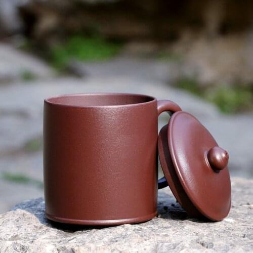 TaoYuan Tibetan sand 】 yixing purple sand cup ores pure handmade glass cup lid cup ores purple clay