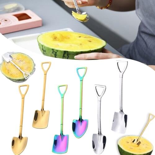 Creative Shovel Mini Coffee Tea Spoon Stainless Steel High Grade Dessert Ice Cream Soup Spoon Tableware Set Kitchen Accessories