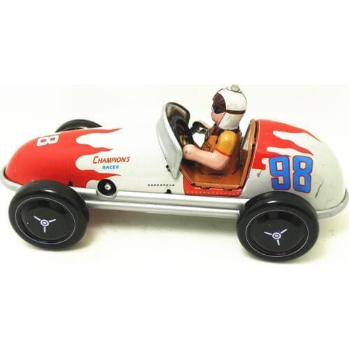[Funny] Adult Collection Retro Wind up toy Metal Tin The racing car Mechanical toy Clockwork toy figures model kids gift