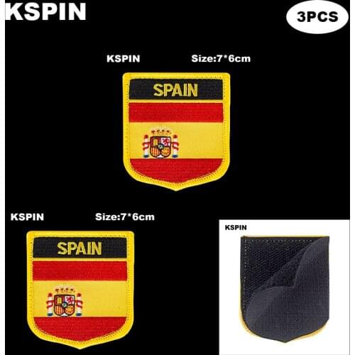 National Flag Patch Hook Loop Spain Badges Armband 3D Stick on Jacket Backpack Stickers