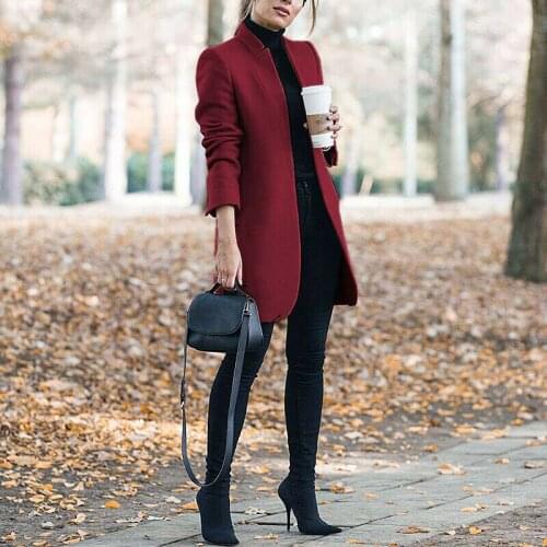 Women Fall Cardigan Elegant Long Wool Coat Solid Color Long Sleeve Chic Coat Womens Coat Autumn Winter 2021 Woman Parkas Trench