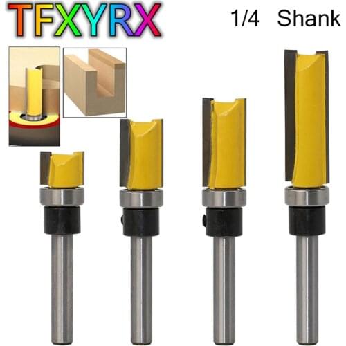 1pc 1/4inch Shank Straight Flush Trim Router Bit with Bering Hinge Mortising Trimmer Cutter for Wood