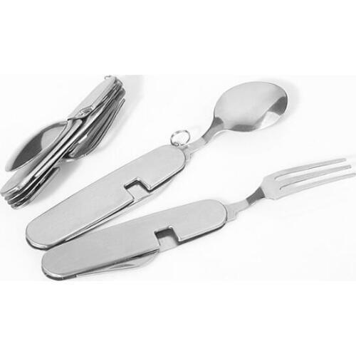 1PC 4 in 1 Outdoor Camping Equipment Folding Cutlery Stainless Steel Cookware Foldable Knife Fork Spoon Bottle Opener KX 235