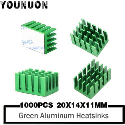 1000PCS YOUNUON 20*14*11mm Black Aluminum Cooler Radiator Heat Sink Heatsink for Stepper Drive MOSFET VRM Vram IC Chips 20X14X12