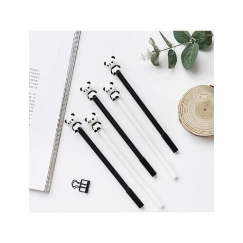 12 PCS/LOT zhongfan student lovely panda wand stationery 0.5mm fresh pen gel pen