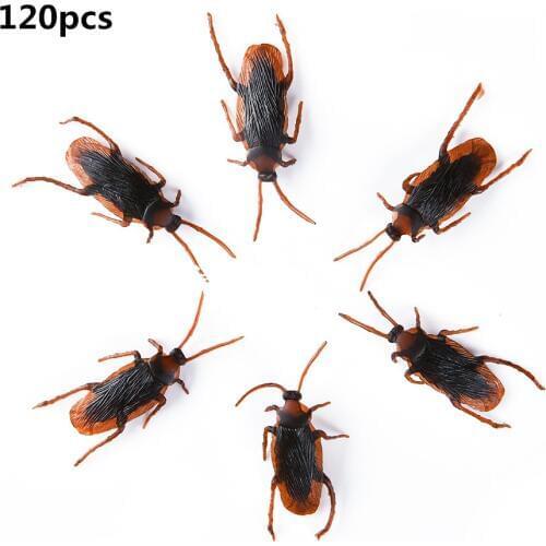 120pcs Halloween Gadget Artificial Cockroaches Joke Decoration Props Toys Plastic Bugs Cockroach