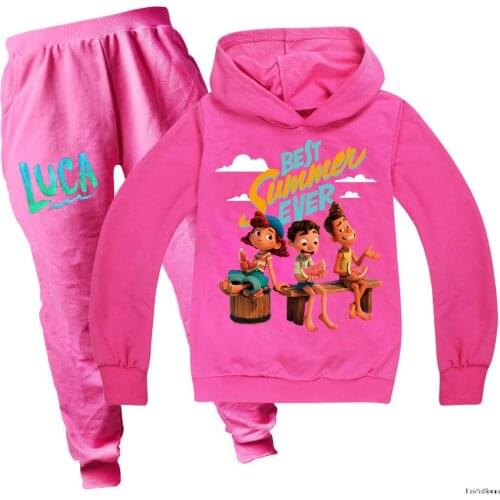 2021 Spring Autumn Boutique Kids Clothing Baby Boy Cartoon Luca Print Hoodie Set Teen Girl Sweatshirts + Trousers 2 Pcs Suits