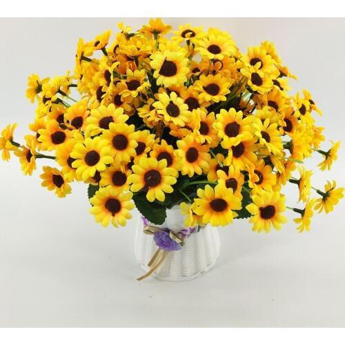22 Heads Artificial Sunflower Fake Plant Handmade Silk Flowers Bouquet Daisy Bride Bouquet DIY Wedding Gift Living Room Decor