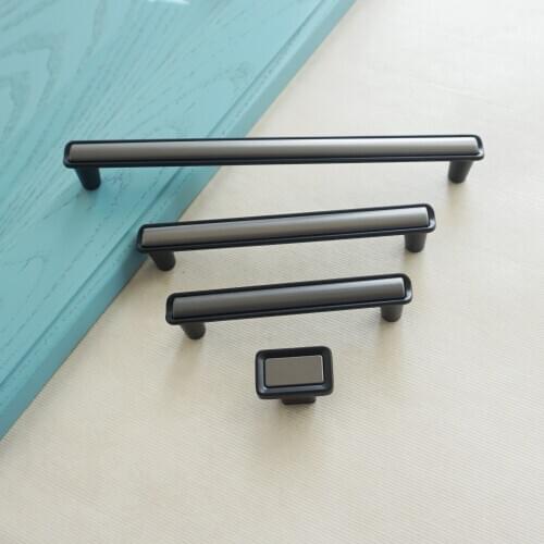 3.78'' 5.04'' 7.56'' Zinc Alloy Handle for Furniture Kitchen Cabinet Handles and Knobs Black Drawer Knob Dresser Wardrobe Pulls