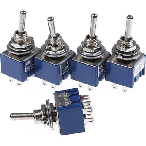 5Pcs 6 Pins 2 Positions Toggle Switch 6A 125VAC DPDT ON-ON Mini Toggle Switch For Switching Lamp Light ON-ON Switch MTS-202