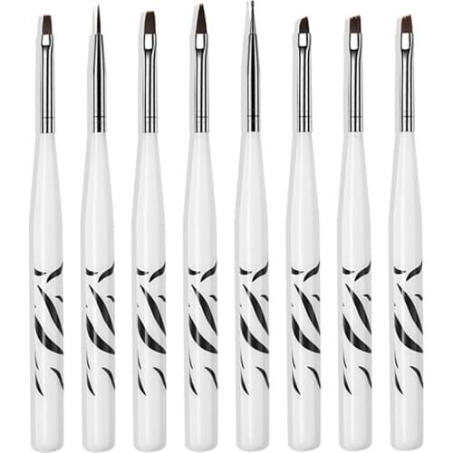 8 Piece Manicure Brush Set Acrylic Liquid Powder French Stripes Line Pattern Paint Dot Picking Pen